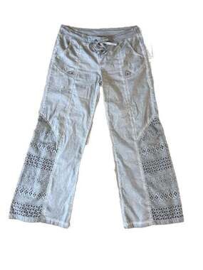 XCVI Koldis Crochet Detail Wide Leg Utility Pants in Mist Gray